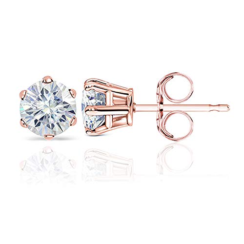 DOMEI Sterling Silver Stud Earrings Cubic Zirconia, Hypoallergenic Diamond Stud Earrings, Cubic Zirconia Earrings Studs for Women(Rose gold)