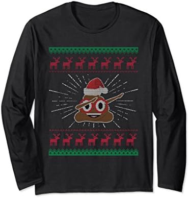 Unisex UGLY CHRISTMAS SWEATER DABBING POOP EMOJI HAT T-Shirt Gift 2XL Black