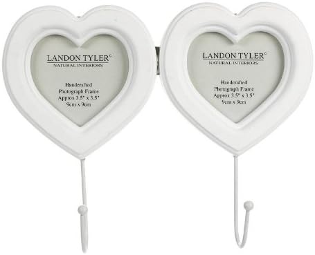 Salco2-Piece Heart Shaped Photo Frame with Hook - White