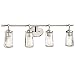 Minka Lavery Wall Light Fixtures 2304-84 Poleis Wall Bath Vanity Lighting, 4-Light, 240 Watts, Brushed Nickel