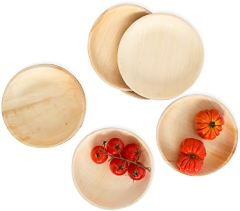 Leafily Palm Leaf Plates - 7 inch Round - Heavy Duty - Elegant - 100% Compostable - Better than Bamboo or Wood - Disposable - Biodegradable - Premium Party Plates - USDA Certified - 22 Count