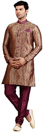 pinkcityshoppy Indian Mens Sherwani jacqaurd Fabric Magenta Color Traditional Indian Mens Wear