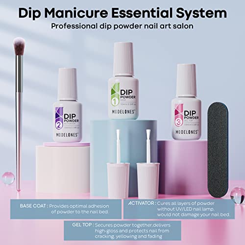 Modelones Dip Powder Nail Kit Starter, 20 Colors Winter Blue Pink