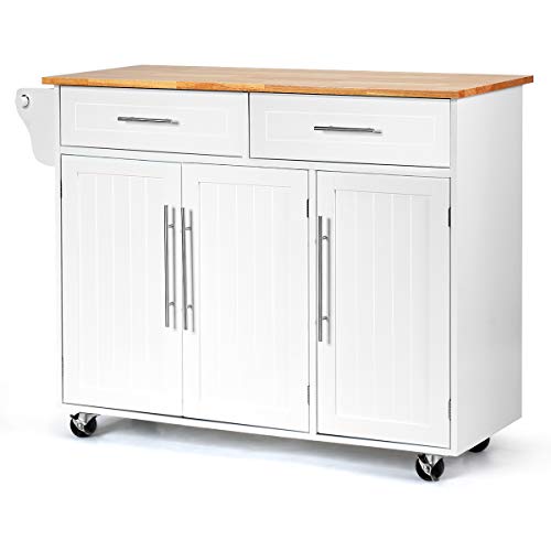 Giantex Kitchen Island Cart Rolling Storage Trolley Cart with Lockable