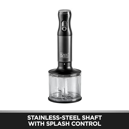 BLACK+DECKER Premium Stainless Steel Hand Blender - 600W Powerful Motor, Dual-Speed, SS Shaft with Splash Control, 550ML Beaker, 600ML Chopping Bowl | Blend, Chop, and Whisk with One Tool | SSHB625-B5