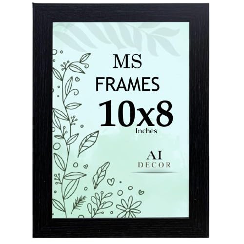 AI Decor 10x8 Inch Black Picture Frames (25.4x20.3 cm) Poster Frame - Clear Acrylic Display Poster MDF Wooden Portrait/Panoramic - Flat Wall Mount Hang Hooks & Free Tabletop Stand