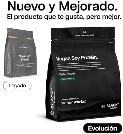 Protein Works | Proteína de Soja Vegan - Preto, Creme de Baunilha, 1 kg