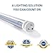 Hyperikon 4 Foot LED Tube, T8 T10 T12 40 Watt Replacement (18W), Dual End Ballast Compatible, Clear Lens, UL, DLC, Daylight White, 4 Pack