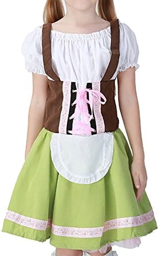 Vantina Women Beer Girl Costume Oktoberfest Serving Wench Adult Dirndl Dress Medium