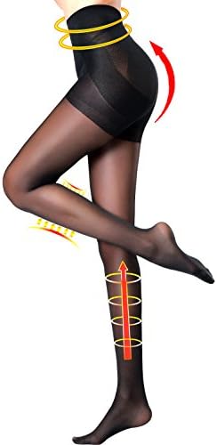 Women’s Semi Opaque Pantyhose Control Top Push Up Tights Footed Shape Stockings