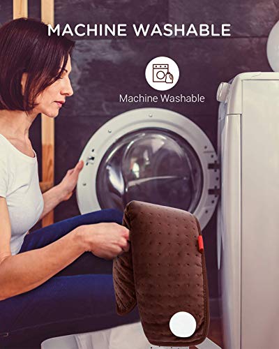 Upgraded Heating Pad for Pain Relief, Comfytemp Large Electric Heat Pad with 9 Heat Setting, Stay on, 5 Auto-Off Timers, Super Soft Flannel for Cramps, Back, Neck and Shoulder, 12 x 24 Inch - Washable