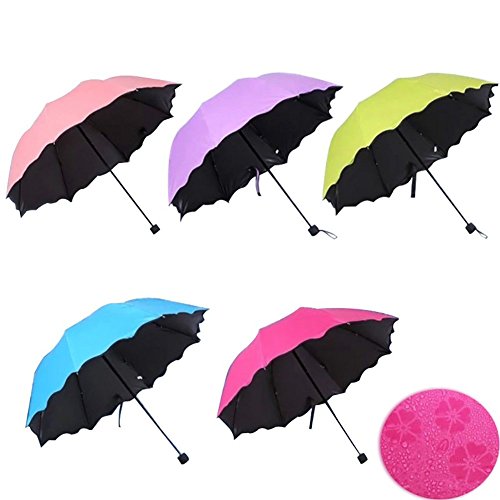 Smartcoco Mini Anti-UV Folding Umbrella Magical Bloom Flower in Rain Water Fashion Exquisite Windproof Sunshade for Women Girl Outdoor Sports Camping Walk Travel Parasol - Thumbnail 4
