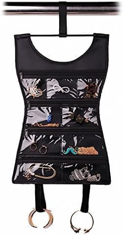 IDecHome Dress Tops Zipper Hanging Jewlery Organizer, Pockets Hooks Non-Woven Storage Bag