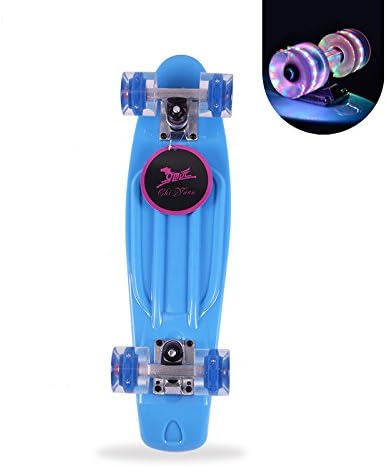 CGGHY Skateboarding Banana Scooter Transparent Small Fish 4 Wheel Adult Transit Children'S Highway Single Flashing Slide Child'S Day Brush Street, Sky Blue Blue Flash Wheel