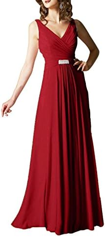 JY Women's V Neck Elegant Mother of the Bride Dresses Evening Dresses US 8 Burgundy