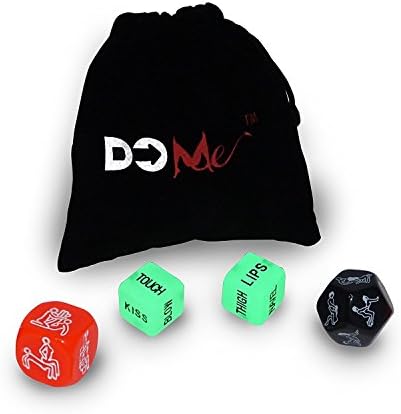 AVIVROSE Sexy Dice for Couples by - 2 Action Dice + 2 Position Dice in a Seductive Black Velvet Pouch (2 Glow-in-the-dark 2 Colors)