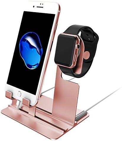 Apple Watch Stand, Apple Watch Charging Holder, Qiandy Smart Watch Charging Docks Station Charger Stand for Apple Watch Series 3/2/1/iPhone X/8/8Plus/7/7 Plus/6S/6S Plus/AirPods/iPad (Pink)