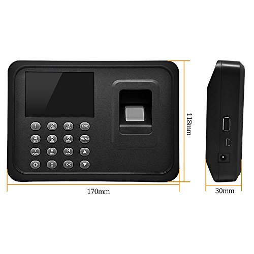 LIBO Biometric Fingerprint Time Attendance Machine Fingerprint Time Clock System, 2.4inch Screen, Support USB Record, 600 User Capacity - Thumbnail 3