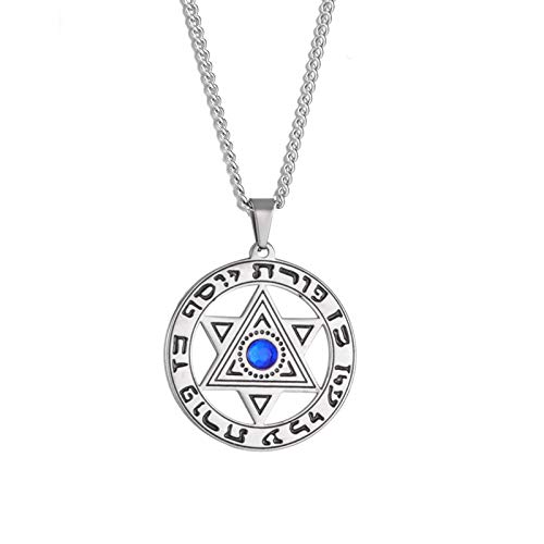 QIAMNI Angel Evil Eye Pendant for Men 316L Stainless Steel Blue Diamond Lucky Six Pointed Star Personalised Necklace Dainty Jewelry