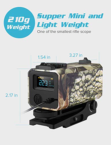 BOBLOV 700m Mini Rifle Scope Mounted Range Finder Tactical Outdoor Hunting Shooting Rangefinder Archery Crossbow Sight Target Speed Measurer with Rail Mount Lightweight (Camouflage)