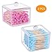 Qtip Holder, McoMce Clear Cutip Holder, Plastic Cotton Swab Dispenser, 2PCS Cotton Ball Holder, Square Cotton Balls Containers - Canister Jar Set Storage for Cotton Swabs, Cosmetics, Jewelry, Snack