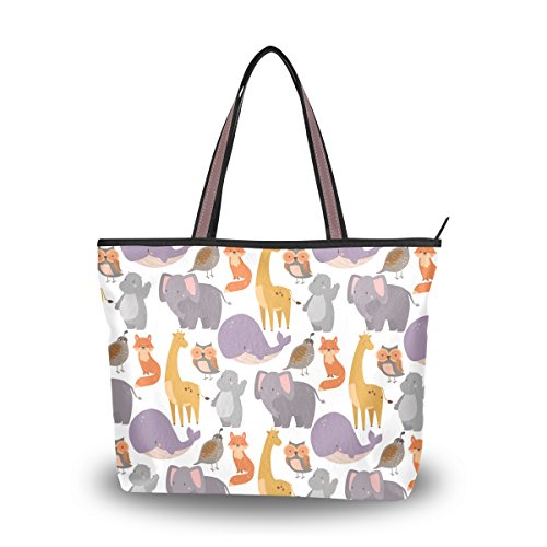WIHVE Elephant Fox Whale Women Handbags Tote Bags Top Handle Satchel Shoulder Ladies Bags