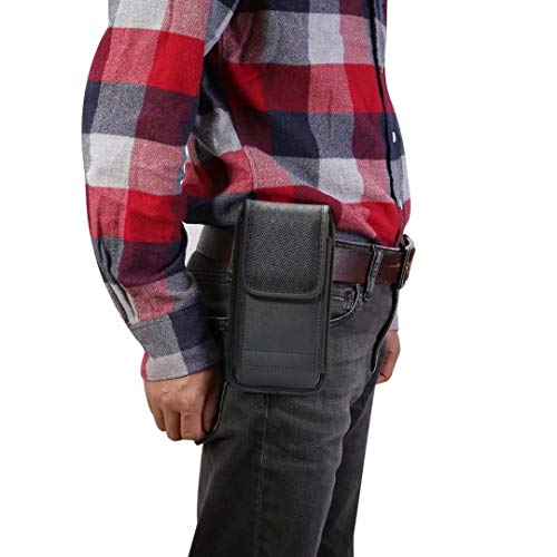 Mobiele telefoon riem Holster heuptas, mobiele telefoon heuptas voor mannen, 5.3"/6" universele verticale lederen flip cover telefoon riemclip case kaarthouder Pouch Carry portemonnee Fanny Pack met karabijnhaak lus - Image 8