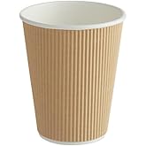 Ripple Paper Cups for Coffee & Tea Made in USA | Bulk for Home, Office, Restaurants & Coffee Shops | Recyclable, Insulated, & Disposable To-Go Cups for Hot Beverages (12oz - 500 Count)