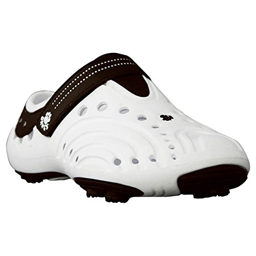 DAWGS Men's Spirit Lightweight Golf Shoes, White with Dark Brown, 9
