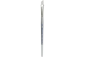Silver Brush Limited 1506S-3/8 Silverwhite Angle Paintbrush for Watercolor, Gouache, Inks, Dyes, Fluid, & Flow Acrylic, Size 3/8 Inch, Short Handle