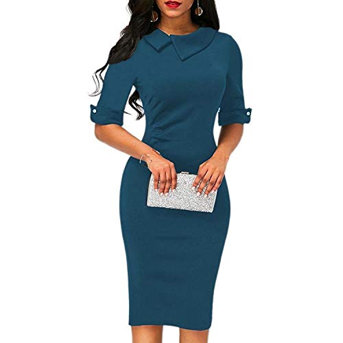 Kingwo Womens Long Sleeve Dress Retro Bodycon Below Knee Formal |  Desertcart Jamaica
