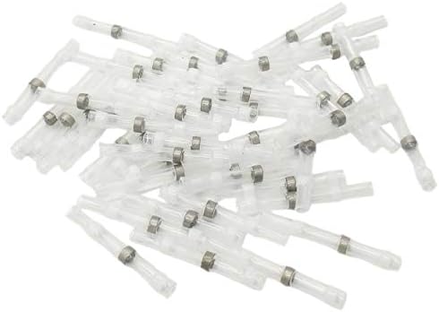 Jeemitery 100pcs 26-24AWG Waterproof Solder & Seal Heat Shrink Butt Terminal Connectors with Soldering Sleeve Crimples Solder Sleeves