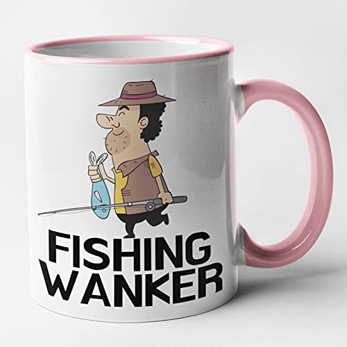 Fishing Wanker - Rude Funny Fishing Mug (Pink)