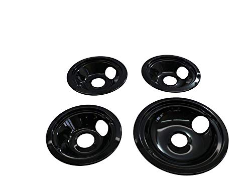 4 Pack Porcelain Black Drip Pans Bowls for GE Range 3-WB31M20 1-WB31M19