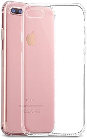 iPhone 8 Plus 7 Plus Silicone Clear Phone Case, Non-Skid Transparent Shockproof iPhone 7Plus 8Plus Phone Protector Case Back Cover, Perfect Fit Ultra Slim Thin with Conner Bumper