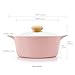 Neoflam Retro 5qt Non-Stick Ceramic Coated Stockpot with Integrated Steam Vent, Silicone Hot Handle Holder Included, Saute Pot, Casserole, Dutch Oven, 5-QT w/Glass Lid, Pink