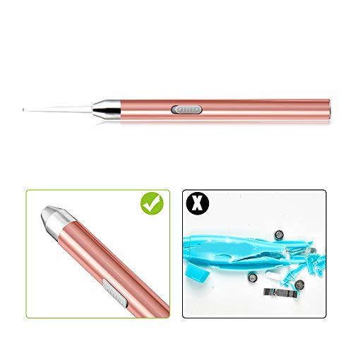 Ear Pick Set of Earwax Spoon Digger, Ear Wax Removal Tools with LED Light & USB Charging, Visible Ear Care Tool Accessories, Safe for Kids/Seniors (Rose Gold)