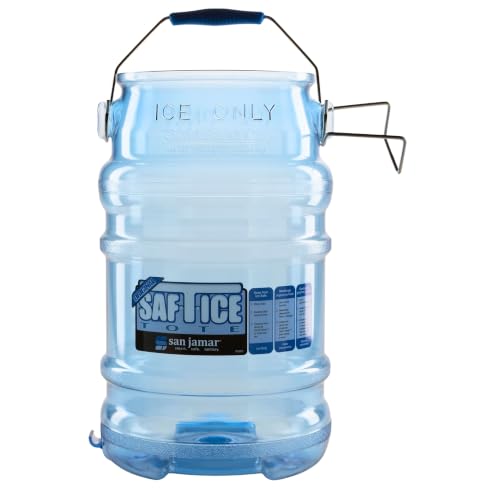 Ice Bucket, San Jamar Saf-T-Ice, 6 Gallon, Tri-Grip Handle and Hook, Blue