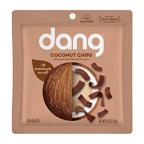 DANG Toasted Coconut Chips | Chocolate Sea Salt | 24 Pack | Vegan, Gluten Free, Non Gmo, Healthy Snacks Made With Whole Foods | 0.7 Oz Resealable Bags
