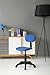 Hodedah Armless, Low-Back, Adjustable Height, Swiveling Task Chair with Padded Back and Seat, Plastic in Blue, Not for adult use