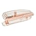 Designstyles Clear Rose Gold Stapler – Small Stapler for Desk, Office, School – Modern Design Acrylic Desktop Stapler – Rose Gold Desk Accessories