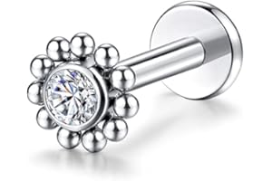 KaseStyle G23 Titanium Labret Studs 16G Lip Studs Cluster Earrings Piercing Internally Threaded Medusa Ring Cartilage Monroe Piercing Jewelry