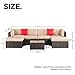 SUNCROWN 5-Piece Outdoor Patio Furniture Sofa Set All-Weather Wicker Sectional Sofa Couch Conversation Sets with Washable Cushions and Coffee Table (Dark Blue)