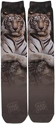 Wild Habitat White Tiger Sublimated Mid-Calf Socks Womens Footwear Hosiery