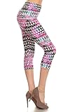 Leggings Depot Women's Popular Capri Cropped Printed High Waist Leggings Batch4 (Regular (Size 0-12), Perfect Pink)