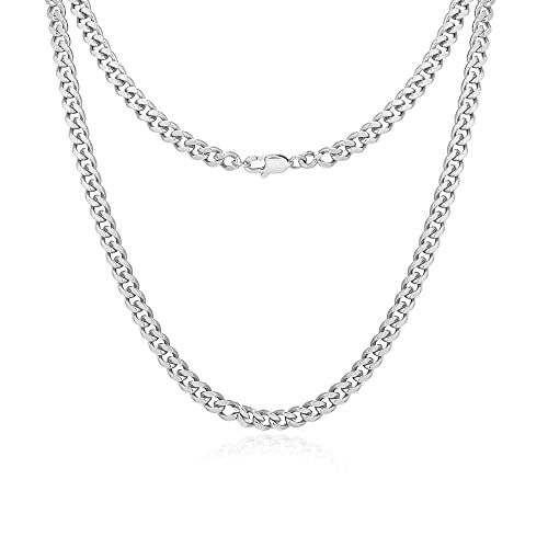 Reoxvo Mens Chain Necklaces Silver Cuban Curb Link Chains for Men Silver Chain Necklace Jewelry for Men 20 inch 6mm