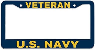 Dasokao Veteran US Navy Personalized License Plate Frame Matte Plastic Blue Car License Plate Holder with Screws Caps