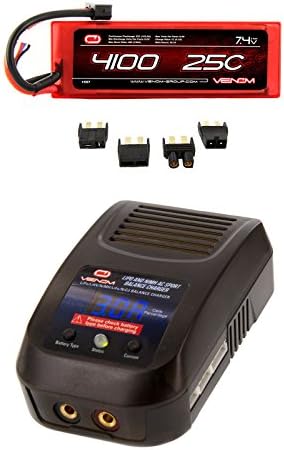 Venom 25C 2S 4100mAh 7.4 Hardcase LiPo Battery with Universal Plug and Venom LiPo and NiMH AC Sport Balance Charger Money Saving Combo