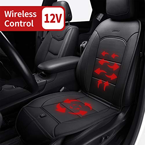 LARROUS Car Leather Heated Seat Cushion with Pressure-Sensitive Switch and Overheat Protection Thermostat,for Car,Office Chair,Home and More(12Volt,Black) (Luxury)