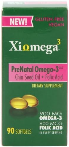 Xiomega3 Chia Oil Mineral Supplement Softgels Omega3 Prenatal, 90 Count
